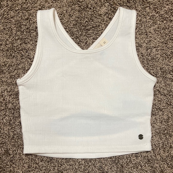 Roxy White Halter Cross Back Cropped Top Size S - Picture 1 of 4